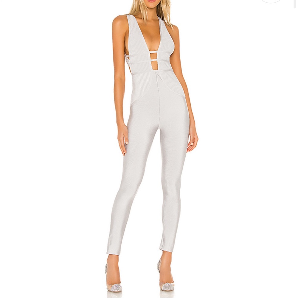Plunge open back jumpsuit
